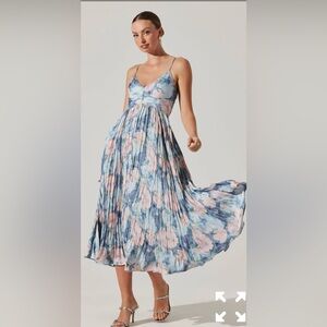 Maeve Blue and White Abstract Midi Dress